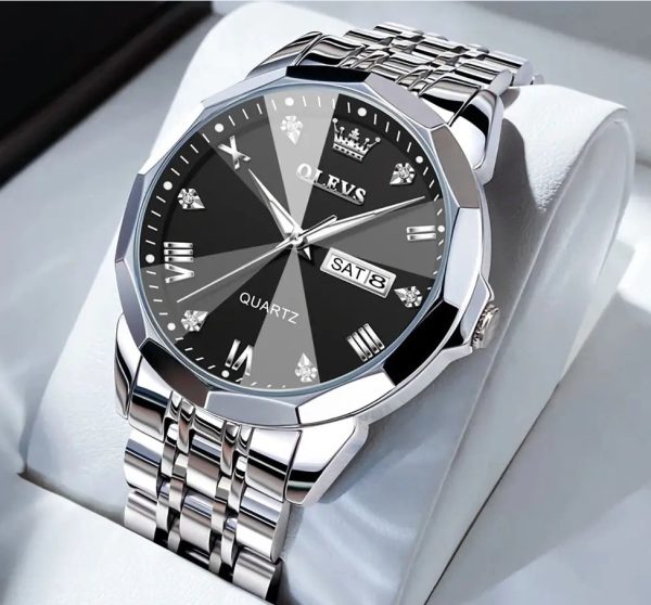 Roman Scale Double Calendar Quartz Watch Waterproof