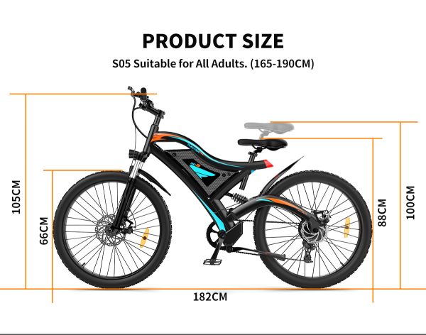26x2.35 Inch E-Bike  48V 500W Rear Motor  15AH Lithium Battery  Front Suspension & Dual Mechanical Disc Brakes